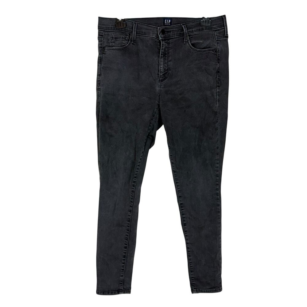 Gap Jeans Womens 10/30 Black Denim Stretch Dark Wash Mid-Rise True Skinny Leg